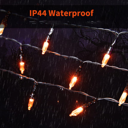Orange Outdoor Lights, 33Feet 100 Led Christmas Lights with 8 Lighting Modes, Waterproof Mini String Lights Plug in for Garden Patio Party Wedding Christmas Xmas Tree Lighting Decoration