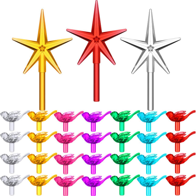 203 Pieces Ceramic Tree Light Medium Bird Bulb Light Ornaments Replacement Plastic Light Ceramic Tree Star Xmas Light Ornaments Ceramic Tree Accessories, Star and Bird Design
