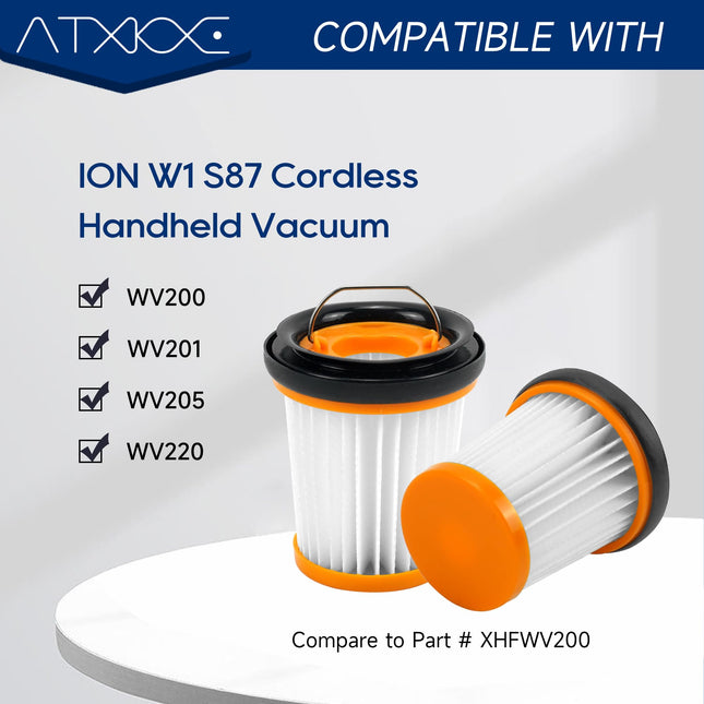 Atxkxe Wv201 Filter For Shark Wandvac Ion W1 S87 Cordless Handheld Vacuum Wv200, Wv201, Wv205, Wv220, Compare To Part Xhfwv200, 8 Pack Filters And 1 Clean Brush