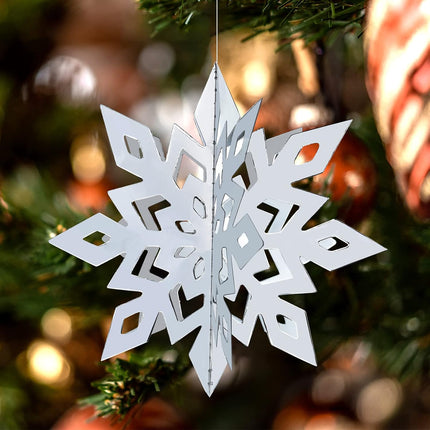 MIAHART Christmas Hanging Snowflake Decorations 12 pack 3D Silver Snowflake Hanging Garland Large Silver Snowflakes for Christmas Winter Holiday Year Birthday Party Home Decor