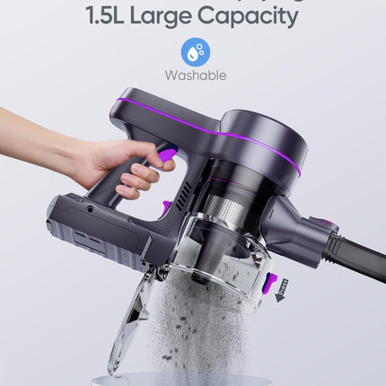 Tatian Cordless Vacuum Cleaner,23Kpa Powerful Cordless Vacuum,40 Mins Runtime,Detachable Battery,1.5L Dust Cup,6 In 1 Lightweight Cordless Stick Vacuum Cleaner For Hardwood Floor Pet Hair,Car,Redrose