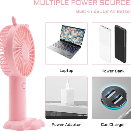 Mini Handheld Fan, Battery Operated Small Personal Portable Fan Speed Adjustable Usb Rechargeable Fan Cute Design, Ultra Quiet