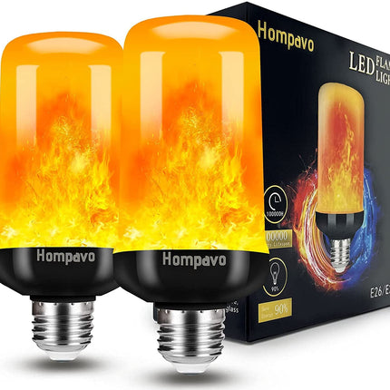 Hompavo 【d】 LED Flame Light Bulbs, 4 Modes Flickering Light Bulbs with Upside Down Effect, E26/E27 Flame Bulb for Halloween Christmas Party Patio Porch Home Indoor & Outdoor Decorations - 2