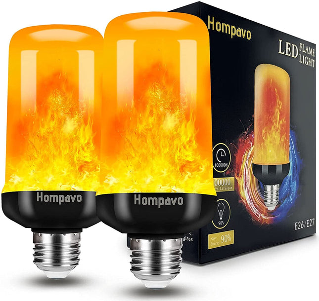 Hompavo 【d】 LED Flame Light Bulbs, 4 Modes Flickering Light Bulbs with Upside Down Effect, E26/E27 Flame Bulb for Halloween Christmas Party Patio Porch Home Indoor & Outdoor Decorations - 2