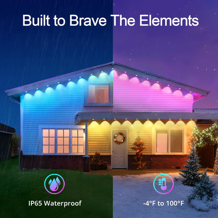 wowlite Permanent Outdoor Lights, 100FT Smart RGB Outdoor Lights with 63 Scene Modes, Waterproof Outside Decoration Lights with 72 LED Eaves Lights for Halloween Christmas Party Holiday