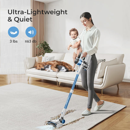 Fabuletta 35Kpa Cordless Vacuum Cleaner: 450W Stick Vacuum Cleaner With Brushless Motor Headlights, 55 Mins Runtime, Edge Cleaning, Wireless Household Vacuum Cleaner For Pet Haircarpethard Floor