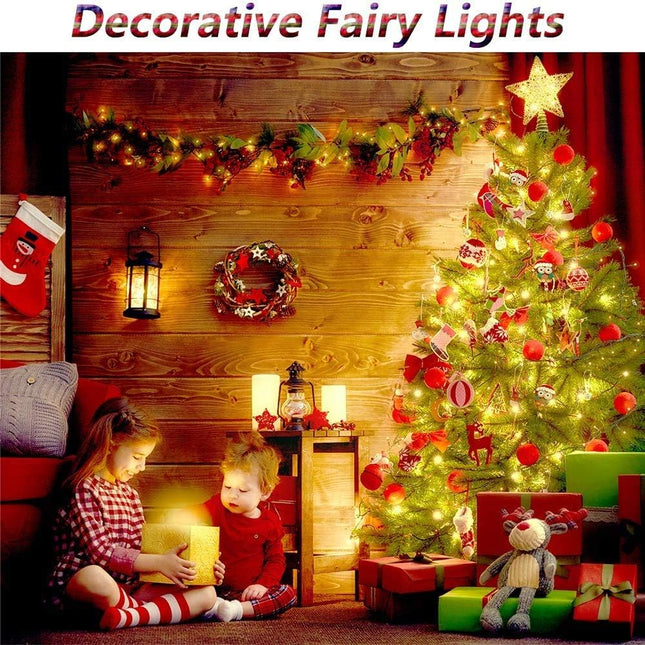 Outlet LED String Lights with Remote Control 99ft with 300 LEDs Dimmable Fairy String Lights for Bedroom,Trees, Indoor/Outdoor Copper String Lights for Birthday, Wedding,Party Warm White