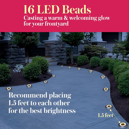 Solar Ground Light 8 Packs, Upgraded 16Leds Solar Outdoor Light For Patio, MowerFriendly Withstand 200Lbs Solar Powered Lights