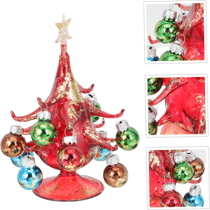 Glass Christmas Tree Miniture Decoration Christmas Decor Artificial Christmas Tree Christmas Table Centerpiece Glass Christmas Trees for Table Mini Sisal Glass Bell Christmas Tree