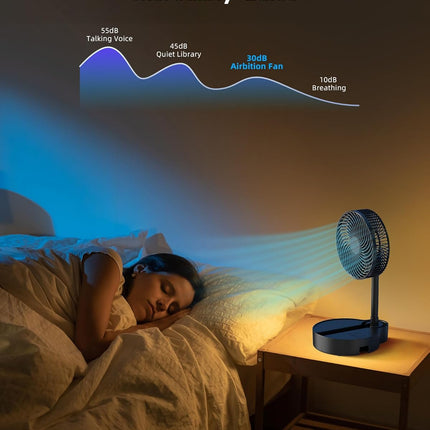 Koonie 10000Mah Portable Fan, 8 Inch Foldable Stand/Desk Fan Up To 20 Hours Night Light Battery Powered Fan Cordless Height
