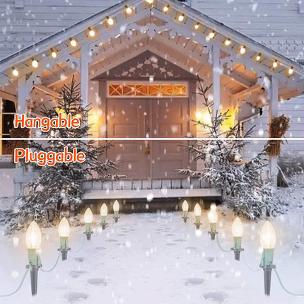 Christmas Pathway Lights Outdoor, 26 FT Connectable C9 LED Christmas Lights Outdoor, Waterproof String Lights with 20 Led Lights and Stakes, Christmas Decorations for Walkway Driveway, Warm White