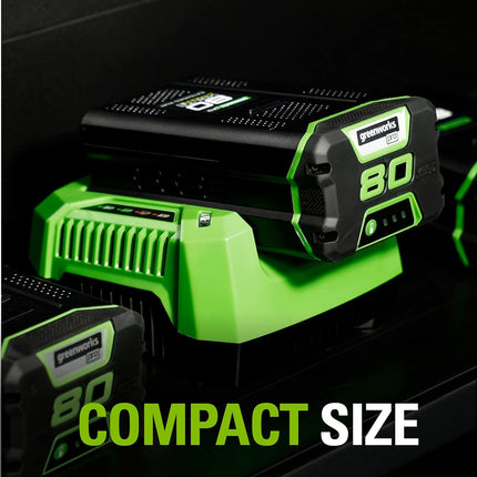 Greenworks Pro 80V (180 MPH / 610 CFM) Brushless Cordless Backpack Leaf Blower, Tool Only BPB80L00 & Greenworks PRO 80V Rapid Charger (Genuine Greenworks Charger)