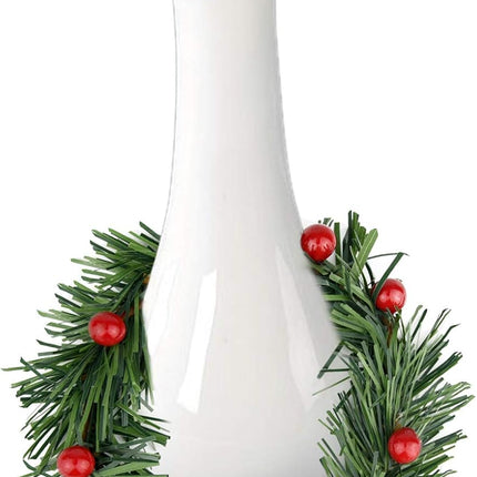 Lystaii 10pcs Christmas Candle Rings Red Artificial Berry Candle Rings with Grass Mini Christmas Wreath for Pillar Candle Christmas Holiday Table Decorations Rustic Wedding Table Centerpiece (Large)