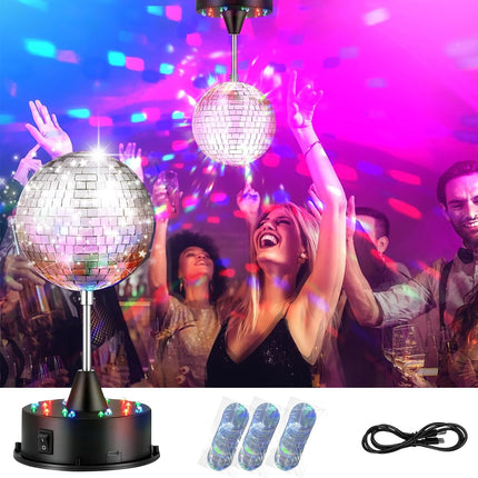 Disco Ball Light, 5 Inch Mirror Disco Ball Light Diffuser, 360° Rotating Small Disco Ball Lights Christmas Lights for Parties Indoor.Birthday, Halloween Christmas Party Decorations