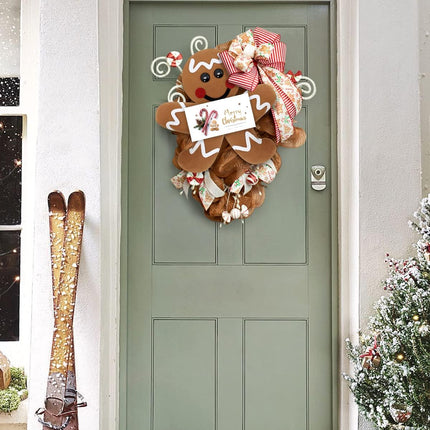 Percozzi Christmas Wreath Attachments Gingerbread Wreath Decorations Gingerbread Man Head Hands Legs Wreath Embellishment Kit Holiday Outdoor DIY Plush Hanging Welcome Sign for Xmas Home Party