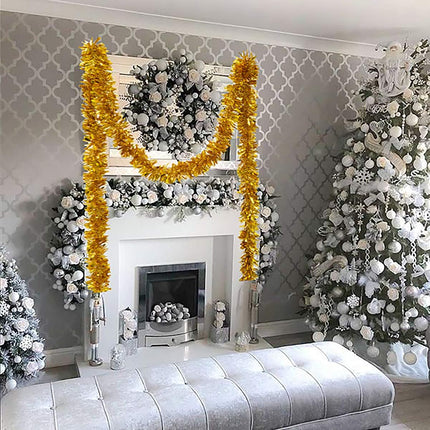 Crafare Gold Metallic Tinsel Garland 40 Feet Twist Garland Ceiling Hanging for Holiday Christmas Tree Decorations Wedding Birthday Party Supplies