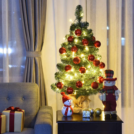2ft Tabletop Christmas Tree, Small Artificial Spruce Tree in Burlap Base, Ideal for Home, Office, Shops, Holiday Decoration