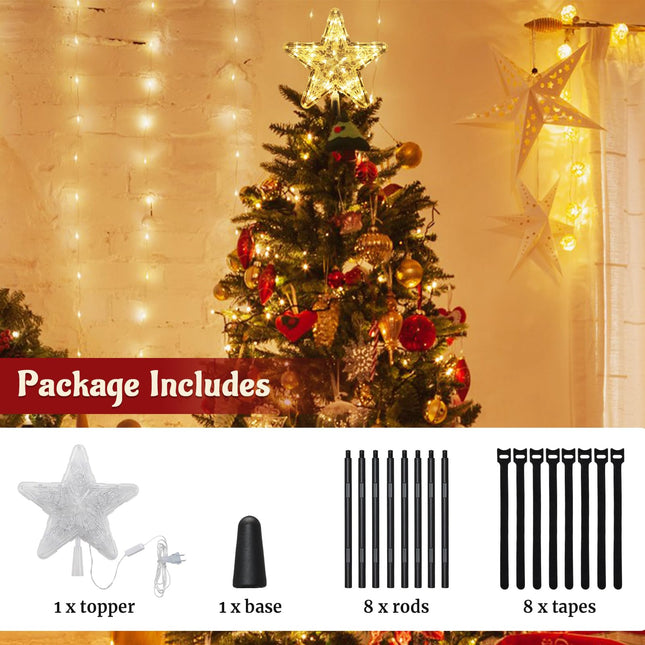 Christmas Star Tree Topper, 9.47In Plug in Lighted Christmas Tree Decoration Topper for Indoor Office Xmas Year Holiday Tree Decoration
