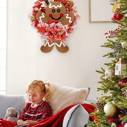 Percozzi Christmas Wreath Attachments Gingerbread Wreath Decorations Gingerbread Man Head Hands Legs Wreath Embellishment Kit Holiday Outdoor DIY Plush Hanging Welcome Sign for Xmas Home Party