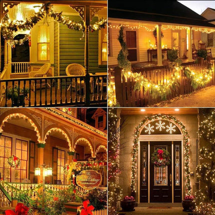 Brizled Solar String Lights, 2 Pack Total 66FT 200 LED Solar Fairy Lights Outdoor, 8 Modes Solar Twinkle Lights, Waterproof Solar Light for Outside Patio Yard Garden Tree Wedding Christmas, Warm White