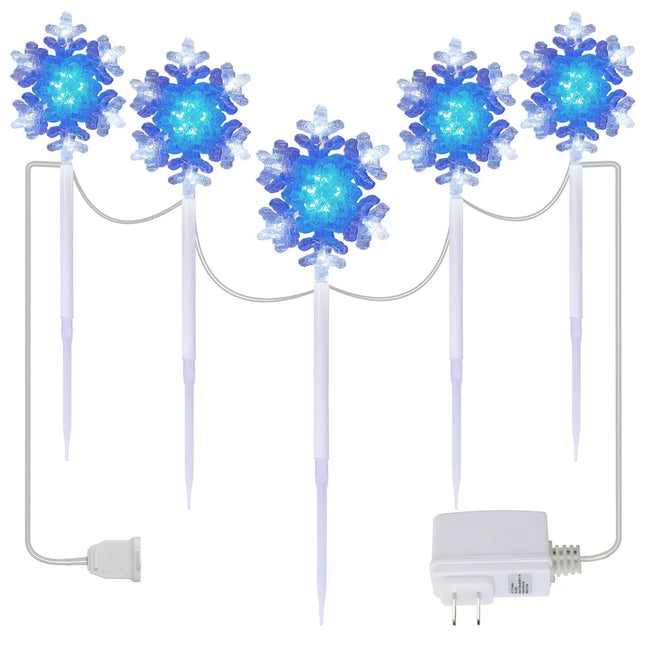 Christmas Snowflake Pathway Lights Outdoor - 26 inches Height LED Lighted Decorations with Color Change Modes String Lights for Holiday, Lawn, Yard, Patio Walkway Markers, Christmas Lights