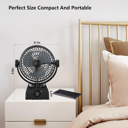 Desk Fan Oscillating Fan, 10000Mah Rechargeable Battery Powered Rotating Table Fan With Stepless Speed, Quiet Office Fan 120°Osci