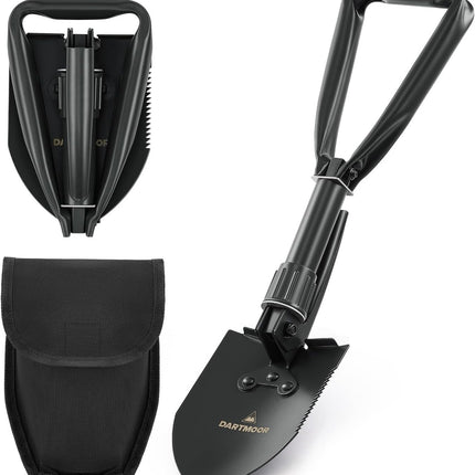 DARTMOOR Mini Folding Shovel High Carbon Steel, Portable Lightweight Outdoor Tactical Survival Foldable Mini Shovel, Entrenching Tool, Camping, Hiking, Digging, Backpacking, Car Emergency