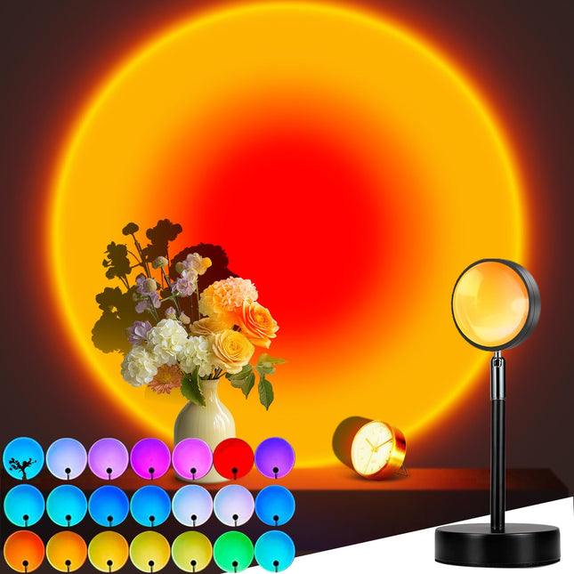 Sunset Lamp Projector,Multicolor Changing with USB Port,Sunset Projection Lamp 180°Rotation for Room Decor,Sunset Lamp for Bedroom,Tiktok Live, for Halloween,No Battery in The Remote