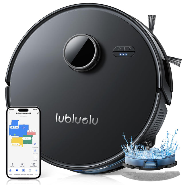 Lubluelu L15 Robot Vacuum 5000Pa,3 In 1 Robot Vacuum And Mop Combo,Lidar Navigation,5 Maps,30 Nogo Zones, Wifiappalexa,Autocharging,Robot Vacuum Cleaner For Pet Hair, Carpet, Hard Floor