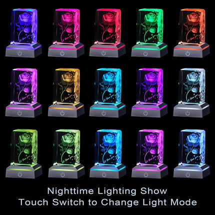 hochance 3D ButterflyRose Crystal Multicolor Nightlight - I Love You Decolamp - Perfect Valentines Day Ideas for Her My Girlfriend Wife Mom - Unique Anniversary Birthday Presents
