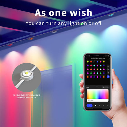 Permanent Outdoor Lights 50.5ft, RGB Smart Eaves Lights with 30 LED Lights, IP65 Waterproof Lighting House Lights Outdoor for Halloween, Christmas, Work with Alexa, Black