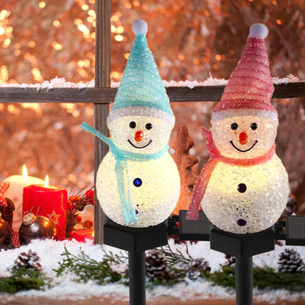 2 Pack Solar Snowman Christmas Lights, Outdoor Snowman Lights with Stake Solar Landscape Pathway Christmas Lights Outdoor Christmas Decorative Lights for Garden Yard Patio Porch Decor