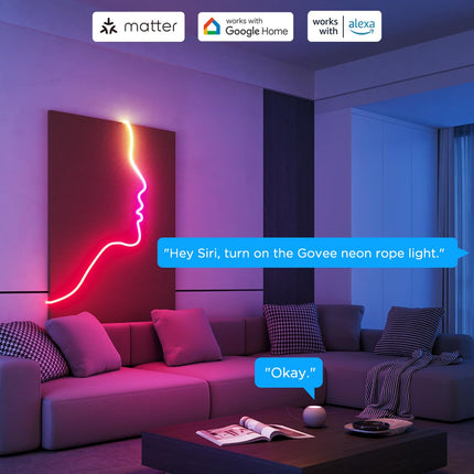 Govee RGBIC Neon Lights, LED Smart Neon Rope Light 2 Works with Matter, Alexa, Google Assistant, Custom DIY Neon Strip Lights for Bedroom and Christmas Decor, Softer Material, 16.4ft, White