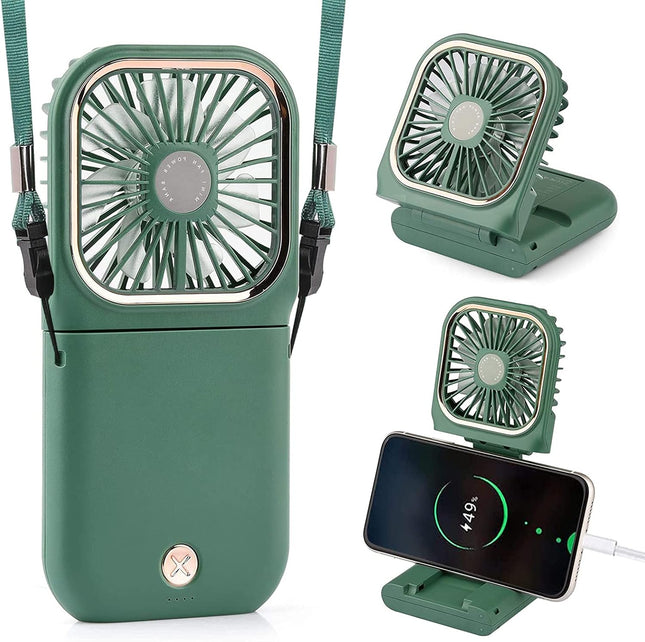 Handheld Fan, Portable Fan With Power Bank, 3000Mah Usb Rechargeable Mini Portable Fan, Quiet Desk Fan With Cell Phone Stand