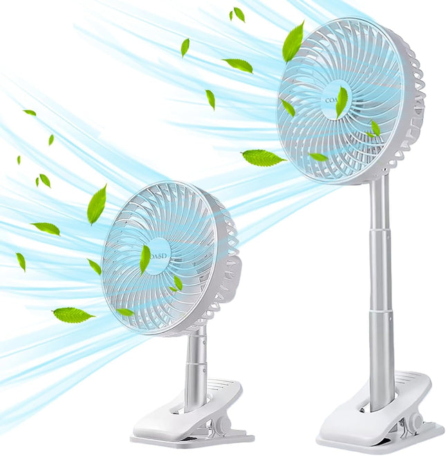 Portable Clip On Fan, 8000Mah Desk Fan, Usb Rechargeable Personal Fan, Small Table Fan With Clamp, 2 Speed Timing 4 Speeds Quiet