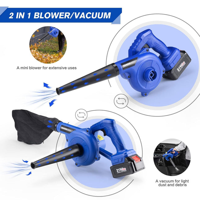 Leaf Blower Cordless, Leaf Blower with 20V 4.0Ah Battery and Charger, Electric Leaf Blower/Vacuum, 2-in-1 Blowers for Lawn Care Jobsite Light Yard Work Sweeping