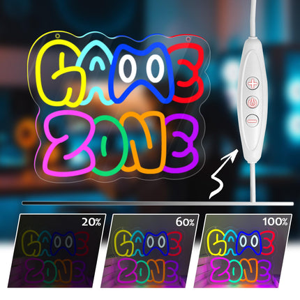 Game Zone Neon Sign, LED Gamer Neon Signs for Room Decor, Dimmable Gaming Light up Sign for Teens, Boys, Kids, Birthdays, Christmas, Video Game Decor s for Wall, Bedroom(Game Zone)