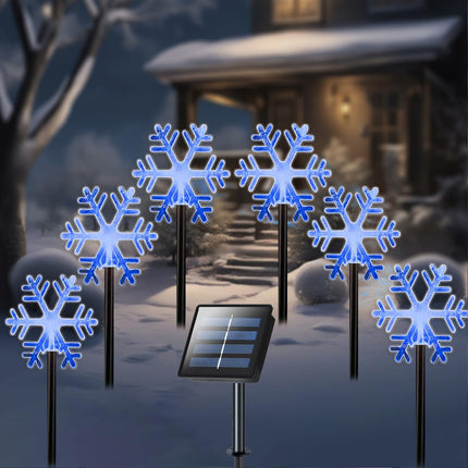 Christmas Snowflake Pathway Lights, 6 Pack Outside Walkway Markers Lights 7.5 Feet Christmas Outdoor Decorations Garden Stake Backyard Decor (Blue)