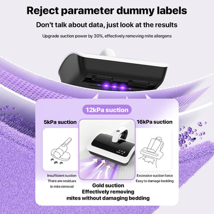 Bed Vacuum Cleaner With 2Pcs Hepa Filter 12Kpa Suction Handheld Uv Mattress Vacuum Cleaner，Bed Cleaner Machine Deep Cleaner For Bed Sheet Pillow Couch Pet Hair And Carpets