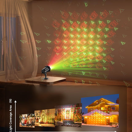 Christmas Projector Lights Outdoor, LED Christmas Lights, IP65 Waterproof Outdoor Christmas Decorations Lighting for Indoor Xmas Holiday Party Wedding Garden Patio