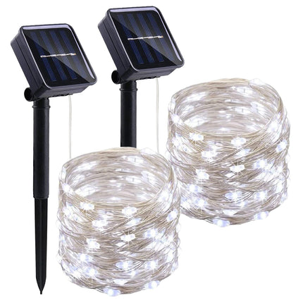 LIGHTOP Solar String Lights Outdoor 2 Pack 33FT 100LED Copper Wire Fairy Light Waterproof Decoration for Wedding Party Terrace Yard Tree Garden Patio Christmas (Cool White)