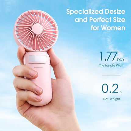 Mini Handheld Fan, Portable Fan Battery Operated, Small Personal Fan Usb Rechargeable, 3 Speed Adjustable Hand Fan With Mirror