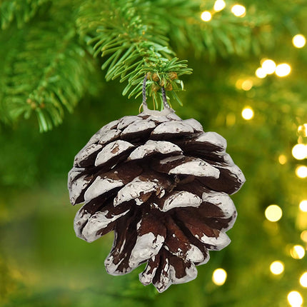 24 PCS Pine Cones for Christmas Tree Snowflake Natural Pinecones Ornament with String Pendant Crafts for Xmas Party Home Decor Fall Winter Holiday Christmas Tree Decoration (24)