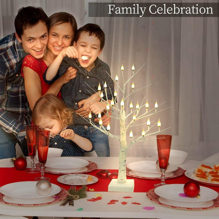 2Ft Christmas Candle Lighted Trees for Indoor Decor, d Birch Tree with 24 LED Flameless Candles Lights, USB/Battery Operated Lighted Tree Candles for Home Thanksgiving Christmas Decor