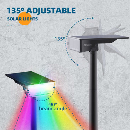 Barrina Solar Spot Lights Outdoor, 24 LEDs RGB Color Changing Solar Landscape Lighting, IP65 Waterproof, Auto On Off Solar Powered Outdoor Light for Yard Garden Lawn Patio Pathway, 6 Pack