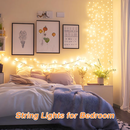 LED String Lights, 33 ft 100 High Brightness LED Christmas Lights with Remote, 8 Modes, Waterproof & Connectable, Ideal for Outdoor/Indoor Festive Decorations, Weddings, Gardens