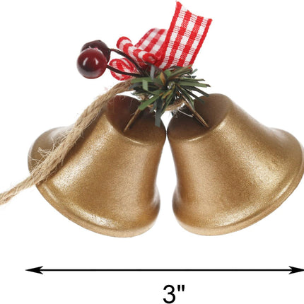 Tinsow 6 Pcs Red Christmas Bells, Tree Hanging Ornament Metal Jingle Bells for Christmas Holiday Decoration (6, Gold)