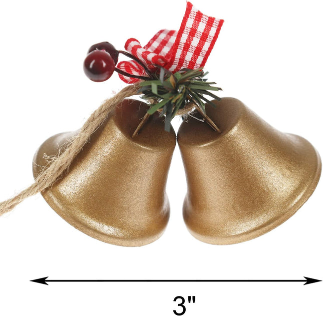 Tinsow 6 Pcs Red Christmas Bells, Tree Hanging Ornament Metal Jingle Bells for Christmas Holiday Decoration (6, Gold)