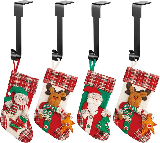 YUANQIAN Christmas Stocking Holders Mantel Hook Hangers Fireplace Hooks Hanger Christmas Stocking Hook Fireplace Hanger Grip for Christmas Party Decorations (Black)