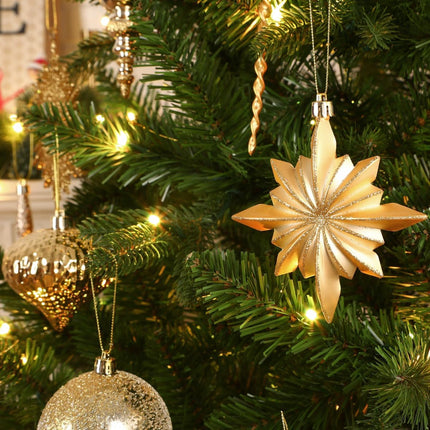 SHareconn 80pcs Christmas Balls Ornaments Set, Contemporary Light Luxury Set, Shatterproof Plastic Decor for Xmas Tree Holiday Wedding Party Decorations with Hanging Strings, Dark and Light Gold